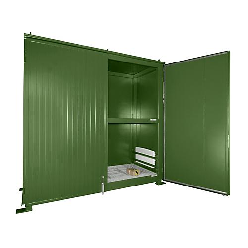 Isolierter Regalcontainer BAUER CEH 29-2, Stahl, Doppelflügeltor, B 3220 x T 1500 x H 3030 mm, grün