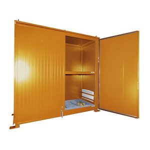 Isolierter Regalcontainer BAUER CEH 29-2, Stahl, Doppelflügeltor, B 3220 x T 1500 x H 3030 mm, orange
