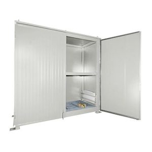 Isolierter Regalcontainer BAUER CEH 29-2, Stahl, Doppelflügeltor, B 3220 x T 1500 x H 3030 mm, weiß