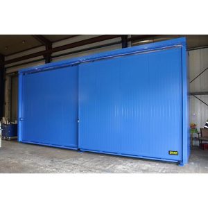 Isolierter Regalcontainer BAUER CEH 75-2, Stahl, Schiebetor, B 7800 x T 1550 x H 3490 mm, blau Isolierter Regalcontainer BAUER CEH 75-2, Stahl, Schiebetor, B 7800 x T 1550 x H 3490 mm, blau