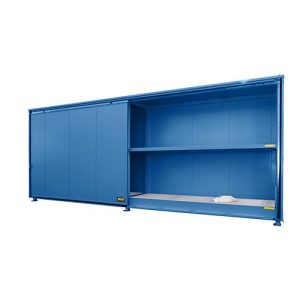 Isolierter Regalcontainer BAUER CEH 81-2, Stahl, Schiebetor, B 8400 x T 1550 x H 3190 mm, blau
