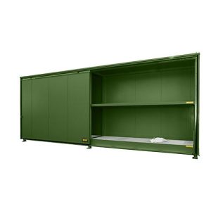 Isolierter Regalcontainer BAUER CEH 81-2, Stahl, Schiebetor, B 8400 x T 1550 x H 3190 mm, grün