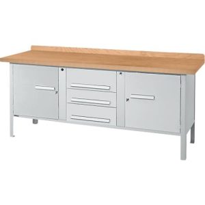 Kastenwerkbank Schäfer Shop Select PW 200-4, mitteldichte Faserplatte (MDF), bis 750 kg, B 2000 x T 680 x H 838 mm, Weißaluminium