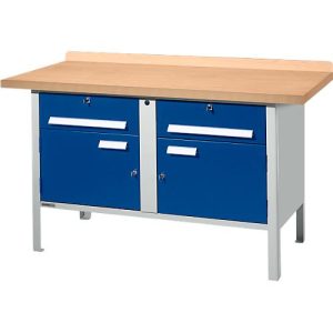 Kastenwerkbank Schäfer Shop Select PWi 150-0, mitteldichte Faserplatte (MDF), bis 750 kg, B 1500 x T 680 x H 838 mm, Enzianblau