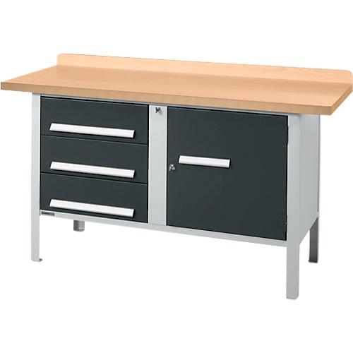 Kastenwerkbank Schäfer Shop Select PWi 150-4, mitteldichte Faserplatte (MDF), bis 750 kg, B 1500 x T 680 x H 838 mm, Anthrazit