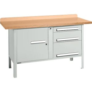 Kastenwerkbank Schäfer Shop Select PWi 150-7, Buche Multiplexplatte, bis 750 kg, B 1500 x T 700 x H 840 mm, Lichtgrau Kastenwerkbank Schäfer Shop Select PWi 150-7, Buche Multiplexplatte, bis 750 kg, B 1500 x T 700 x H 840 mm, Lichtgrau