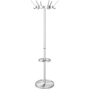 Kerkmann Garderobenständer Public, 18 Haken, Schirmhalter, drehbare Krone, H 1760 x Ø 500 mm, Stahl, alusilber Kerkmann Garderobenständer Public, 18 Haken, Schirmhalter, drehbare Krone, H 1760 x Ø 500 mm, Stahl, alusilber