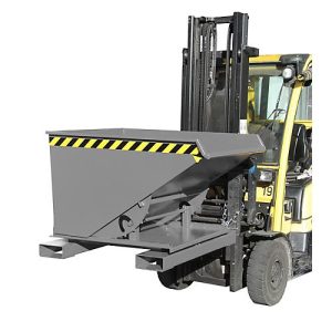 Kippbehälter Typ 3S 600, Tragfähigkeit 1000 kg, mit 3-seitiger Kippfunktion, grau RAL 7005