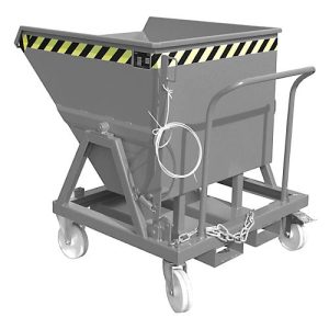 Kippmulde Bauer KS 400, Stahl, grau, B 1220 x T 1200 x H 1115 mm, 400 l, bis 1000 kg, Rollen, Manuelle Kippvorrichtung