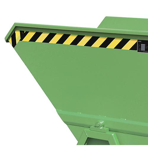Kippmulde Bauer KS 700, Stahl, grün, B 1340 x T 1200 x H 1275 mm, 700 l, bis 1000 kg, Rollen, Manuelle Kippvorrichtung