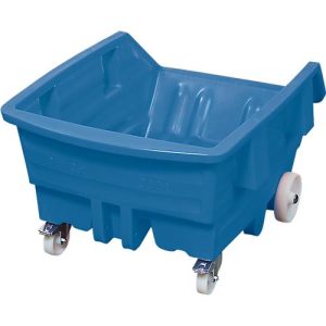 Kippwagen, Polyethylen, blau, B 920 x T 1320 x H 625 mm, 300 l, Schüttkanthöhe 405 mm, bis 150 kg
