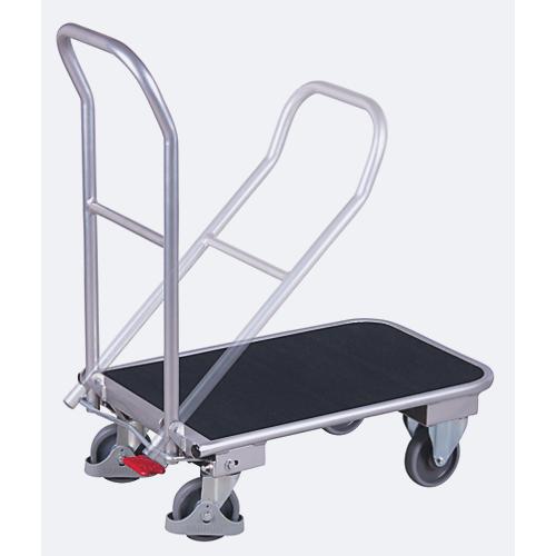 Klappbügelwagen, Aluminium/ Riffelblech, Gummi, alusilber/schwarz, L 720 x B 450 mm, klappbarer mit Querstrebe, TPE-Rollen mit EasySTOP, bis 150 kg