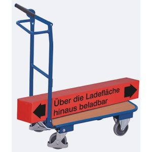 Klappbügelwagen, Stahl/MDF-Platte, Enzianblau/Buche-Dekor, L 720 x B 450 mm, Rohrschiebegriff mit Querstrebe, TPE-Rollen mit Totmannbremse, 150 kg Klappbügelwagen, Stahl/MDF-Platte, Enzianblau/Buche-Dekor, L 720 x B 450 mm, Rohrschiebegriff mit Querstrebe, TPE-Rollen mit Totmannbremse, 150 kg