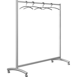 Kleiderständer Event, Doppellenkrollen, B 1780 x T 530 x H 1710 mm, Stahlrohr, silber, inkl. 10 schwarze Bügel Kleiderständer Event, Doppellenkrollen, B 1780 x T 530 x H 1710 mm, Stahlrohr, silber, inkl. 10 schwarze Bügel