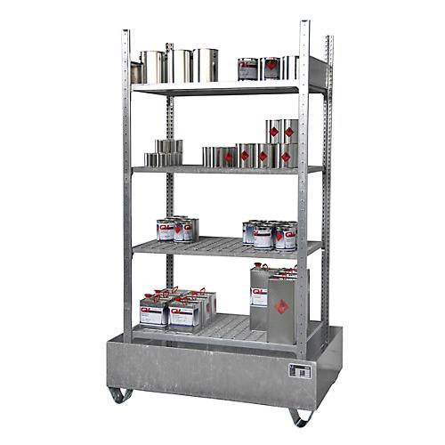 Kleingebinderegal BAUER S 3021-4E, Grundregal, B 1200 x T 800 x H 2105 mm, 4 Gitterrostböden + 1 Auffangwanne