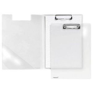 Klemmbrett-Mappe A4, Klemme mit Kunststoffecken, Dreiecks-Klarsichttasche innen, PP, transparent matt