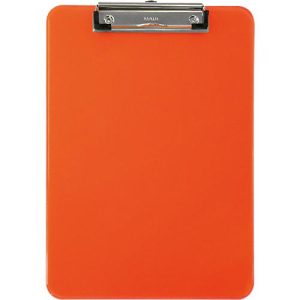 Klemmbrett MAUL, DIN A4, mit Aufhängeöse, 318 x 226 x 15 mm, Kunststoff, neonorange-transparent