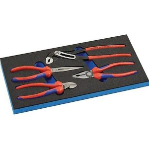 KNIPEX Werkzeugeinlage, 1/3-Modul, inkl. 4-tlg. Zangensatz, B 185 x T 385 x H 30 mm, Schaumstoff, schwarz-blau