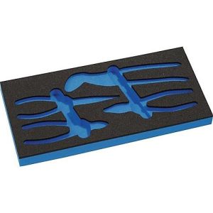 KNIPEX Werkzeugeinlage, 1/3-Modul, Leereinlage für 4-tlg. Zangensatz, B 185 x T 385 x H 30 mm, Schaumstoff, schwarz-blau