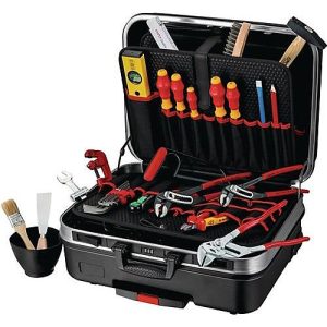 KNIPEX Werkzeugkoffer Big Basic Move, f. Sanitär- und Heizungsinstallation, 31-tlg. Werkzeug, B 515 x T 430 x H 280 mm, ABS-Kunststoff, schwarz