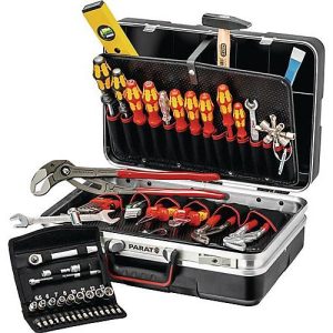 KNIPEX Werkzeugkoffer Vision 27, f. Sanitär- und Heizungsinstallation, inkl. 52-tlg. Werkzeug, bis 20 kg, B 480 x T 380 x H 200 mm, ABS-Kunststoff, schwarz