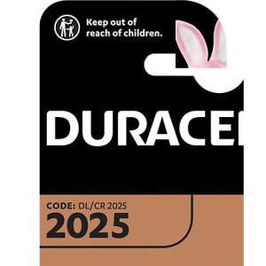 Knopfzellen Duracell CR2025, Lithium, 3 V, 170 mAh, Ø 20 x H 2,5 mm, 2 Stück