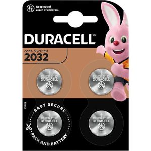 Knopfzellen Duracell CR2032, Lithium, 3 V, 170 mAh, Ø 20 x H 2,5 mm, 4 Stück