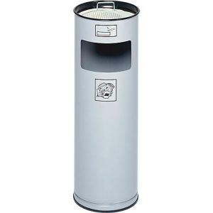 Kombi-Ascher VAR, rund, 16 l, für Innen & Außen, mit Sieb & Kantenschutz, Ø 230 x H 660 mm, Stahlblech, silber