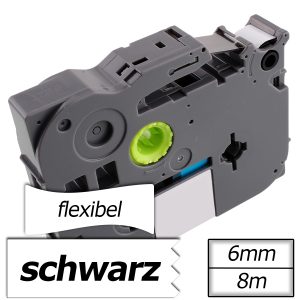 Schriftband kompatibel Brother TZE-FX211. 6mm  8m. flexibel. weiß