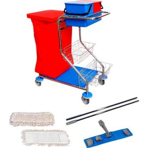 Komplettset Doppelfahreimer, 2 x 15 L Eimer, Presse, 2-teiliger Chromstiel + 10 Mopps Komplettset Doppelfahreimer, 2 x 15 L Eimer, Presse, 2-teiliger Chromstiel + 10 Mopps