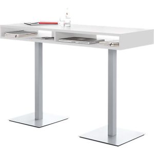 Konferenz-Stehtisch BOX, bis 6 Personen, Rechteck, Standfuß, B 1600 x T 600 x H 1105 mm, weiß/alusilber Konferenz-Stehtisch BOX, bis 6 Personen, Rechteck, Standfuß, B 1600 x T 600 x H 1105 mm, weiß/alusilber