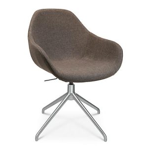 Konferenzsessel Topstar Sitness Life 2.0, dreh-/sitzhöhenverstellbar, Armlehnen, B 450 x T 390 x H 440-470 mm, 4-Fußgestell, Alu matt & Stoff, braun