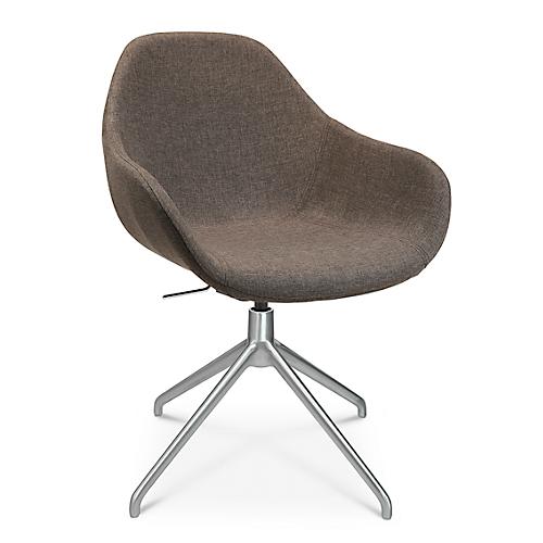 Konferenzsessel Topstar Sitness Life 2.0, dreh-/sitzhöhenverstellbar, Armlehnen, B 450 x T 390 x H 440-470 mm, 4-Fußgestell, Alu matt & Stoff, braun