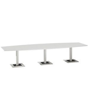 Konferenztisch, bis 12 Personen, Boot, Standfuß, B 3500 x T 1200 x H 720-820 mm, weiß/silber