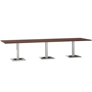 Konferenztisch, bis 12 Personen, Rechteck, Standfuß, B 3500 x T 1000 x H 720-820 mm, Ahornbrazil/silber Konferenztisch, bis 12 Personen, Rechteck, Standfuß, B 3500 x T 1000 x H 720-820 mm, Ahornbrazil/silber