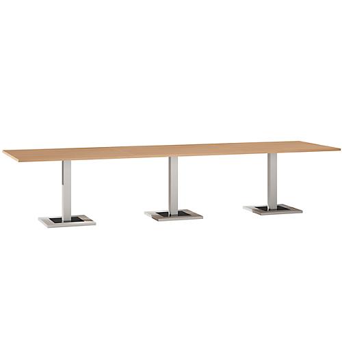 Konferenztisch, bis 12 Personen, Rechteck, Standfuß, B 3500 x T 1000 x H 720-820 mm, Kirsche Romana/silber