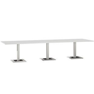 Konferenztisch, bis 12 Personen, Rechteck, Standfuß, B 3500 x T 1000 x H 720-820 mm, weiß/silber Konferenztisch, bis 12 Personen, Rechteck, Standfuß, B 3500 x T 1000 x H 720-820 mm, weiß/silber