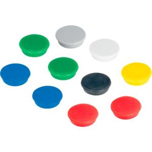 Kraftmagnete Franken, rund, bis 0,3 kg, Speziallackierung, Ø 24 mm, Kunststoff, farbsortiert, 10 Stück Kraftmagnete Franken, rund, bis 0,3 kg, Speziallackierung, Ø 24 mm, Kunststoff, farbsortiert, 10 Stück