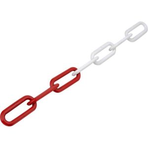 Kunststoff-Gliederkette, Ø 8 mm, rot/weiß, 50 m Kunststoff-Gliederkette, Ø 8 mm, rot/weiß, 50 m