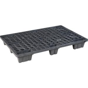 Kunststoff-Mehrweg-Stapelpalette KIGAnesto®, 7 kg, durchbrochenes Deck, bis 3500 kg, stapelbar, 100% Recyclingmaterial, mit Rand, anthrazit