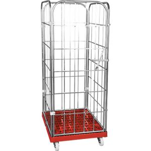Kunststoff-Rollplatte mit 2 Seitengittern, 1 Rückwand, 1 Vorderwand, feuerrot RAL 3000