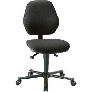 Labordrehstuhl LEANOS 9133, mit Rollen, Stoffpolster, Duotec schwarz meliert