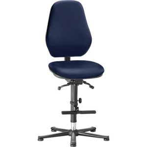 Labordrehstuhl LEANOS 9136, mit Gleiter und Aufstiegshilfe, Kunstleder, blau