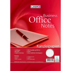 LANDRÉ Kanzleipapier Office, 250 Doppelbögen, DIN A3/A4 gefalzt, 80 g/m², kariert, ohne Rand, rot LANDRÉ Kanzleipapier Office, 250 Doppelbögen, DIN A3/A4 gefalzt, 80 g/m², kariert, ohne Rand, rot