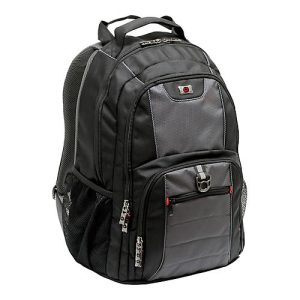 Laptop Rucksack Wenger Pillar, 25 l, für Laptops bis 16′, Laptopfach, Organizer, L 250 x B 380 x H 480 mm, Polyester, schwarz/grau