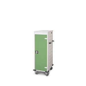 Laptopwagen mit Ladefunktion, 2-Punkt-Verriegelung, Feststellbremse, 10 Fächer, B 530 x T 1250 x H 500, grün Laptopwagen mit Ladefunktion, 2-Punkt-Verriegelung, Feststellbremse, 10 Fächer, B 530 x T 1250 x H 500, grün
