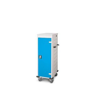 Laptopwagen mit Ladefunktion, 2-Punkt-Verriegelung, Feststellbremse, 10 Fächer, B 530 x T 1250 x H 500, lichtblau
