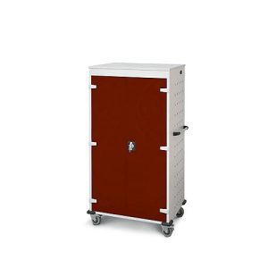 Laptopwagen mit Ladefunktion, 2-Punkt-Verriegelung, Feststellbremse, 26 Fächer, B 920 x T 500 x H 1540, braun