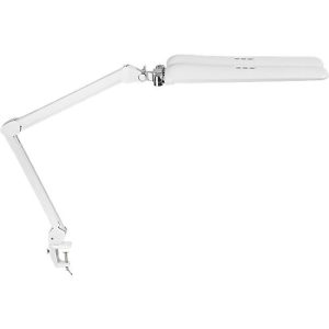 LED-Klemmleuchte MAULcraft duo, 2 Köpfe, Leistung 7 W, dimmbar, um 360° drehbar, 2200 lm, Klemmweite 63 mm, weiß