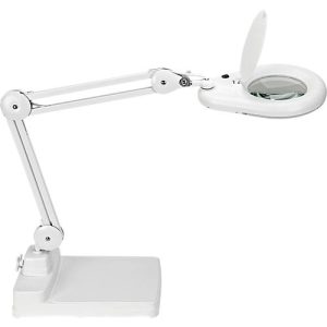 LED-Lupenleuchte MAULvisio, Leistung 8 W, 1200 lm, 3-Dioptrien-Linse, drehbarer Standfuß, weiß
